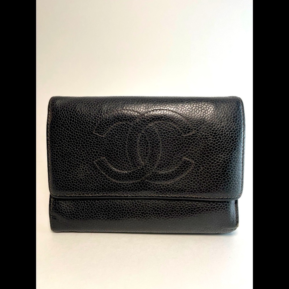 Authentic CHANEL Caviar Timeless CC Wallet Black Leather